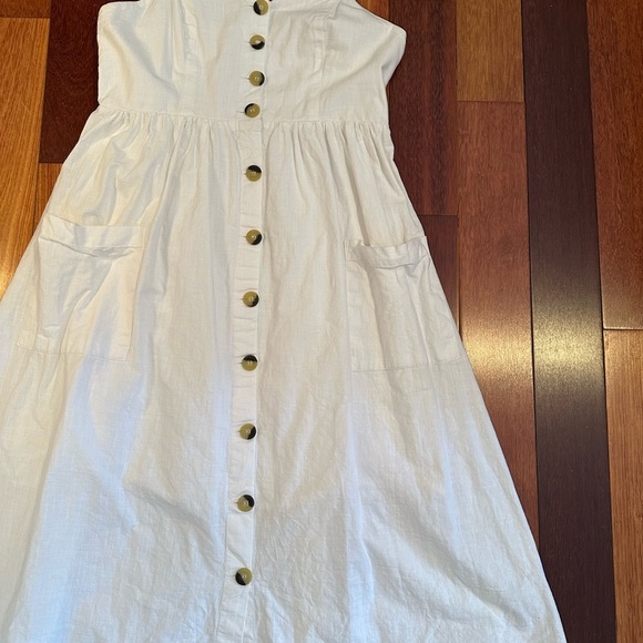 Design Lab | White cotton button-down lined sundress size M - Picture 2 of 4